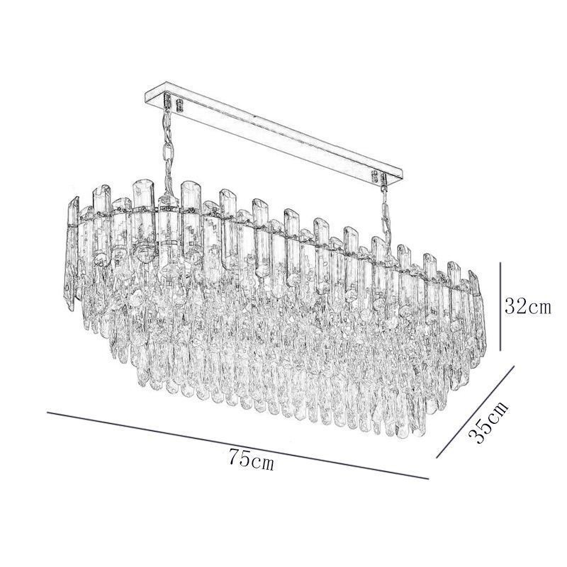 Lámpara colgante de cristal moderna, lámpara de techo ovalada