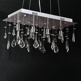 Lámpara de araña clásica tradicional de metal cromado y cristal