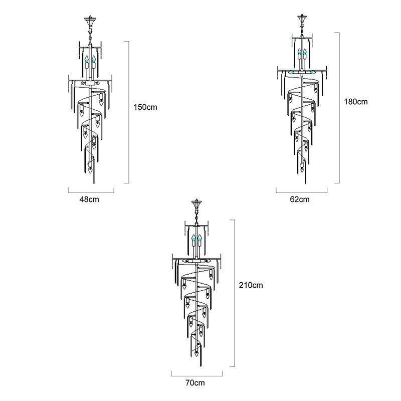 Lámpara colgante europea de cristal para escaleras y vestíbulo