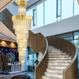 Lámpara colgante europea de cristal para escaleras y vestíbulo