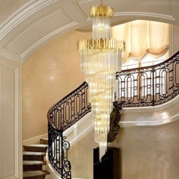 Lámpara colgante europea de cristal para escaleras y vestíbulo