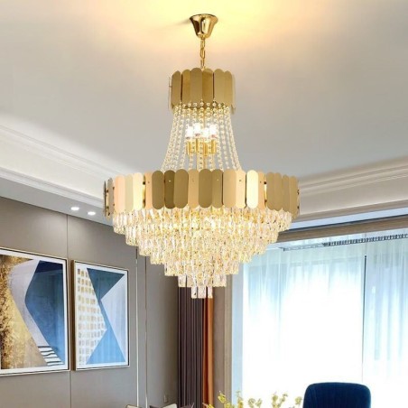 Lámpara colgante de techo moderna de cristal dorado K9 Lámpara colgante de techo moderna de cristal dorado K9