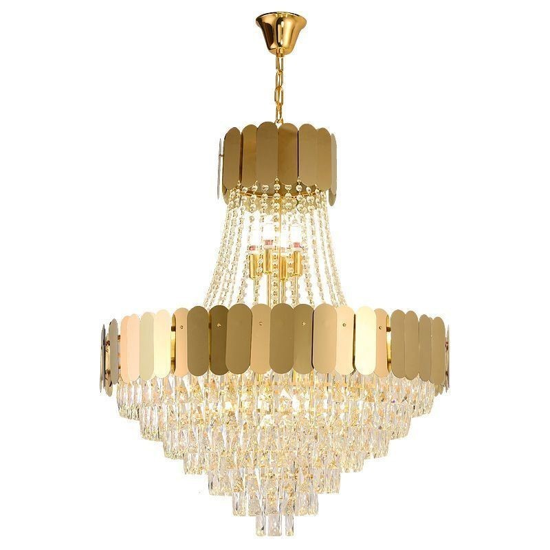 Lámpara colgante de techo moderna de cristal dorado K9
