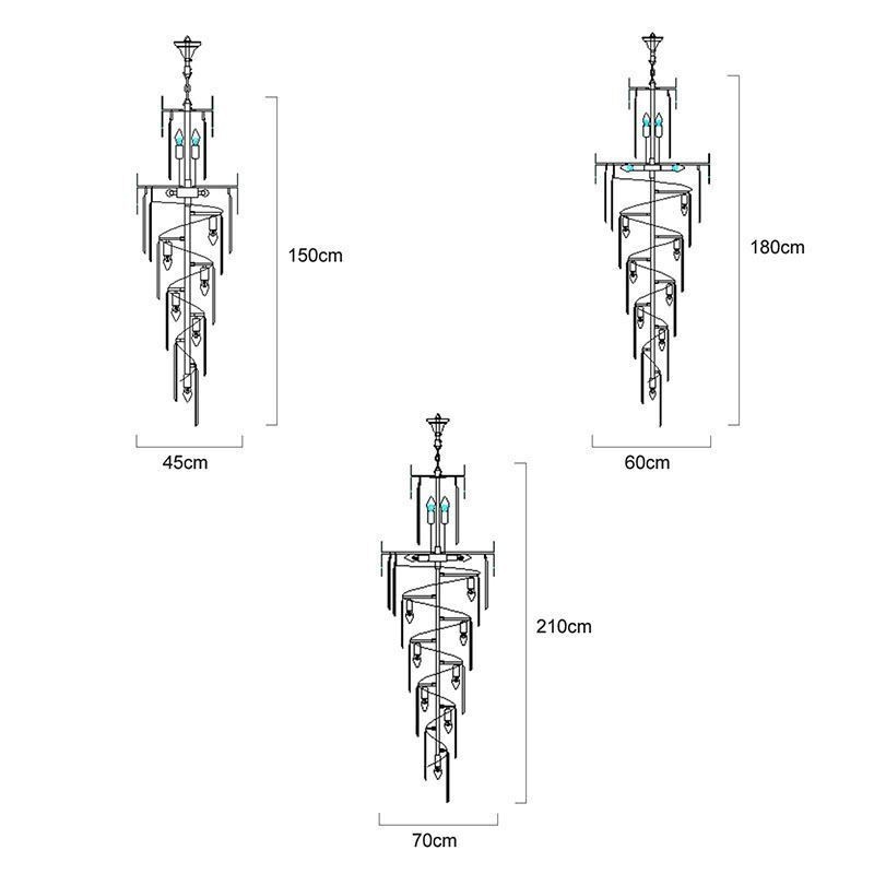 Lámpara colgante de techo alto de cristal europeo para escaleras