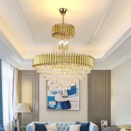 Lámpara colgante de cristal moderna, lámpara de techo redonda, luces colgantes