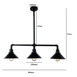 Lámpara colgante estilo rústico campestre con 3 luces estilo industrial retro vintage con forma de tubería de agua