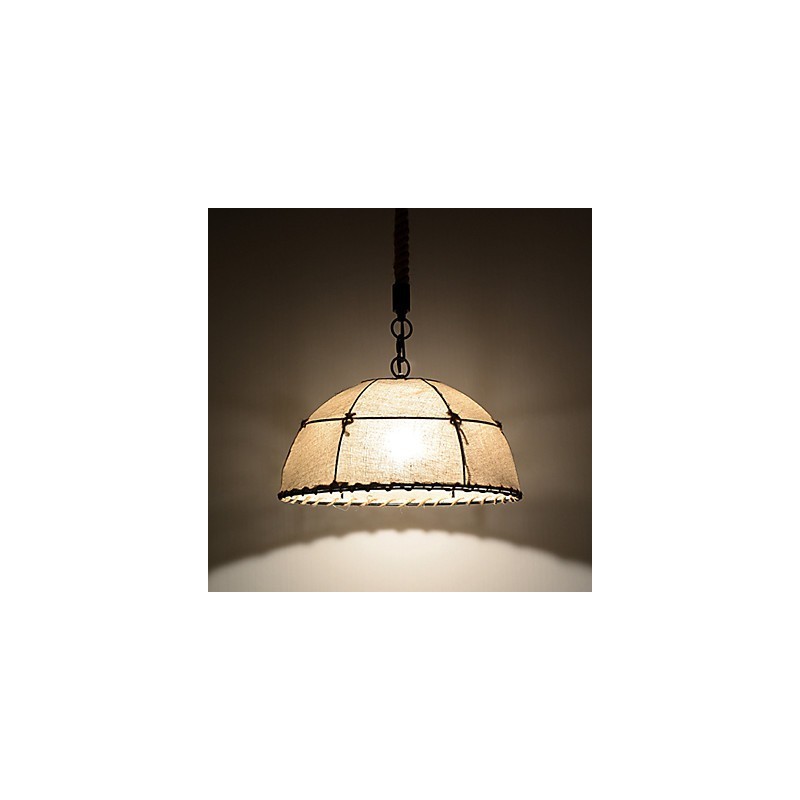 Lámparas colgantes de 1 luz con forma semicircular, estilo vintage, estilo industrial, de tela amarilla y metales.