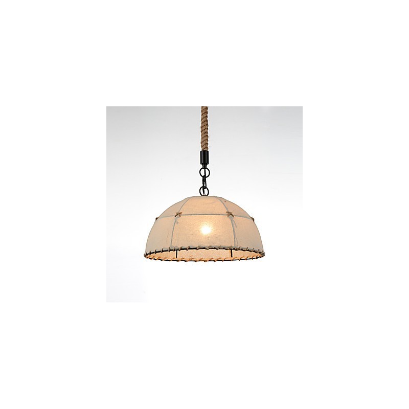 Lámparas colgantes de 1 luz con forma semicircular, estilo vintage, estilo industrial, de tela amarilla y metales.
