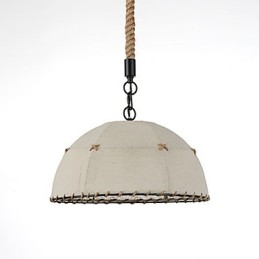 Lámparas colgantes de 1 luz con forma semicircular, estilo vintage, estilo industrial, de tela amarilla y metales.