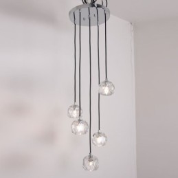 Lámpara colgante de techo moderna de cristal con forma de balón de fútbol