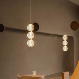 Lámpara colgante de acrílico con cuentas, iluminación decorativa