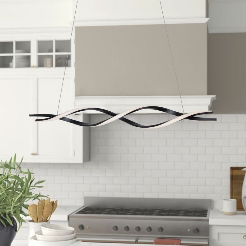 Lámparas colgantes modernas con forma de onda negra