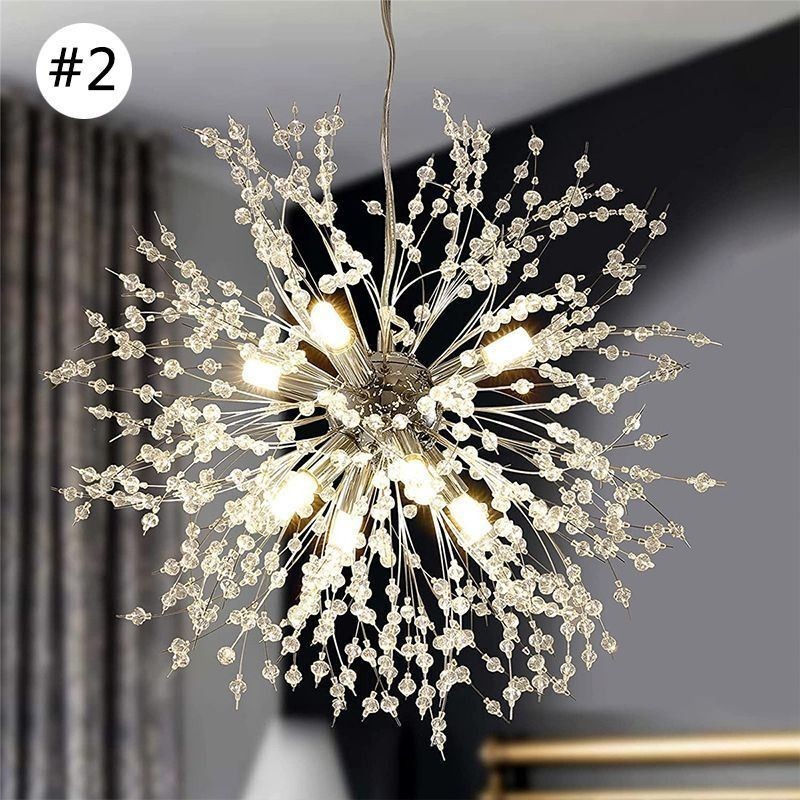 Lámpara colgante de diente de león de 8 luces con diseño de fuegos artificiales