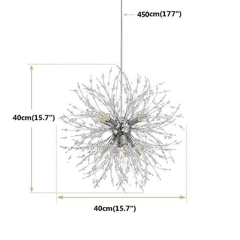 Lámpara colgante de diente de león de 8 luces con diseño de fuegos artificiales