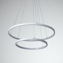 Lámpara colgante moderna y sencilla de aluminio con doble aro.