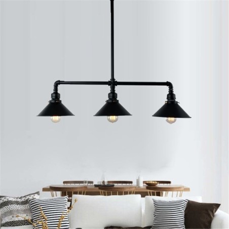 Lámpara colgante estilo rústico campestre con 3 luces estilo industrial retro vintage con forma de tubería de agua Lámpara colgante estilo rústico campestre con 3 luces estilo industrial retro vintage con forma de tubería de agua