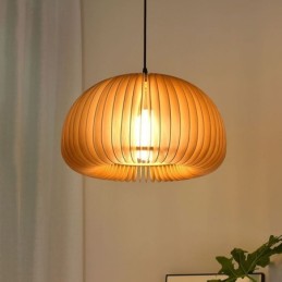 Lámpara colgante de estilo retro con forma de calabaza de madera de tilo