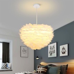 Lámpara colgante decorativa con bonita pluma