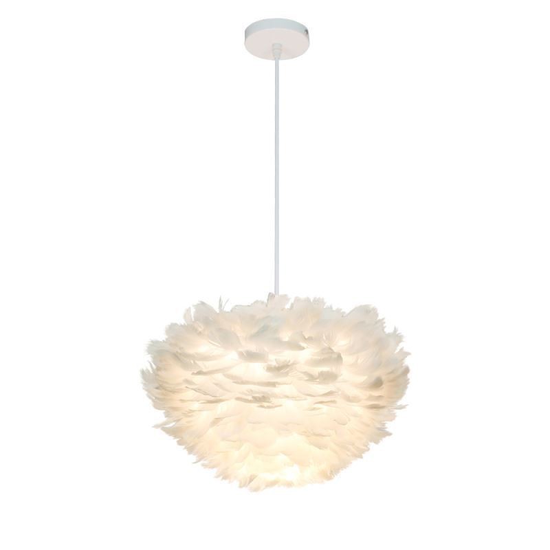 Lámpara colgante decorativa con bonita pluma
