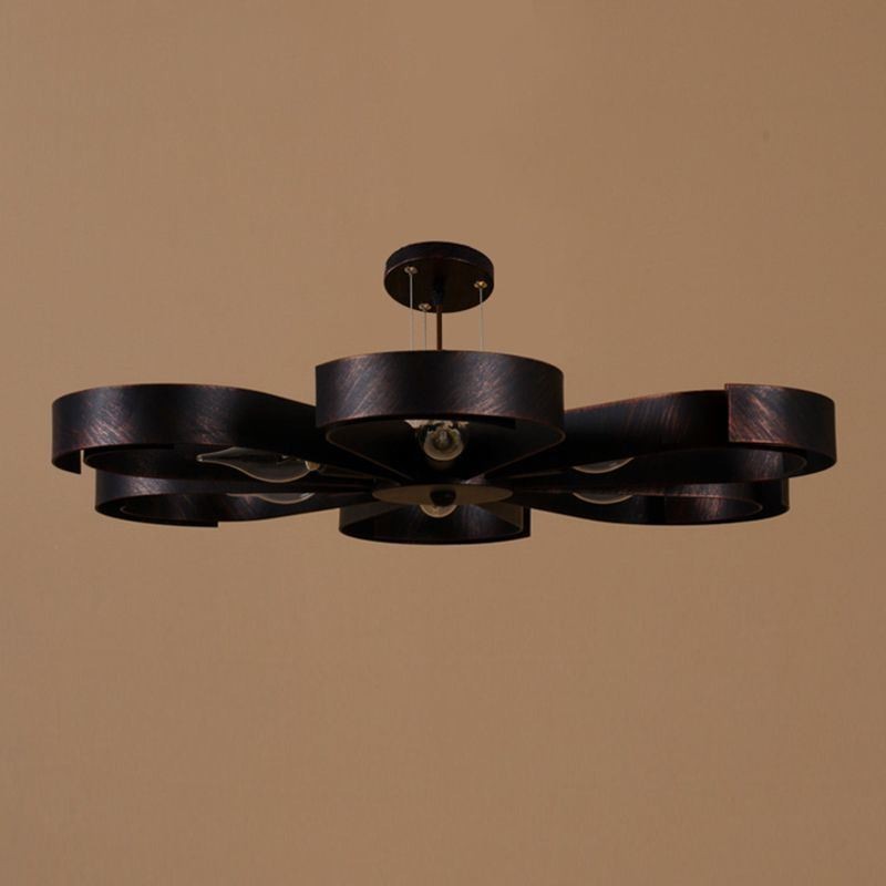 Lámpara de techo vintage moderna de hierro con forma de flor