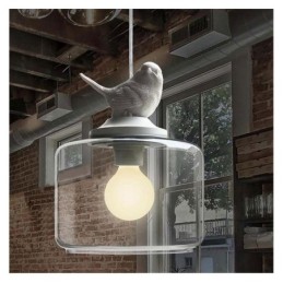 Lámpara colgante de cristal estilo retro con diseño de pájaro pequeño, iluminación decorativa