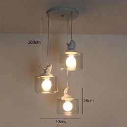 Lámpara colgante de cristal estilo retro con diseño de pájaro pequeño, iluminación decorativa