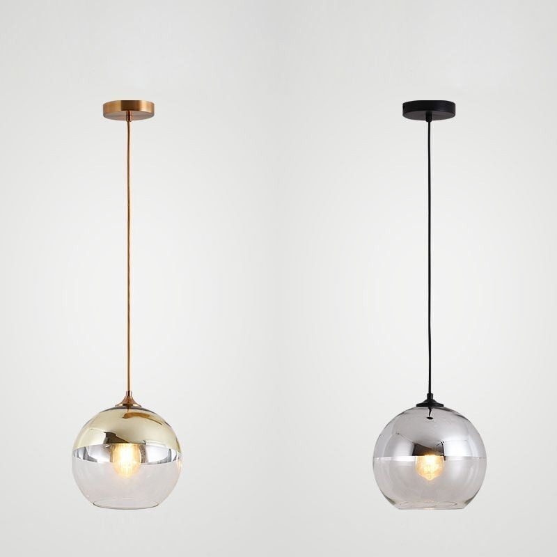 Lámpara colgante creativa de hierro y vidrio con forma de globo, iluminación decorativa