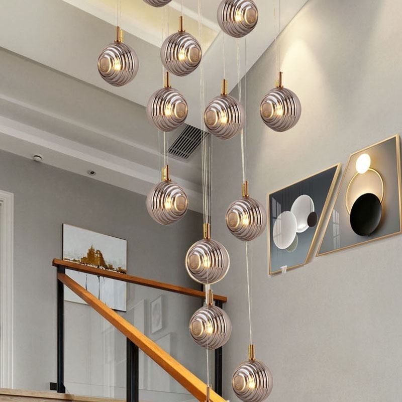 Lámpara colgante de cristal creativa y decorativa con forma de globo de cristal para loft