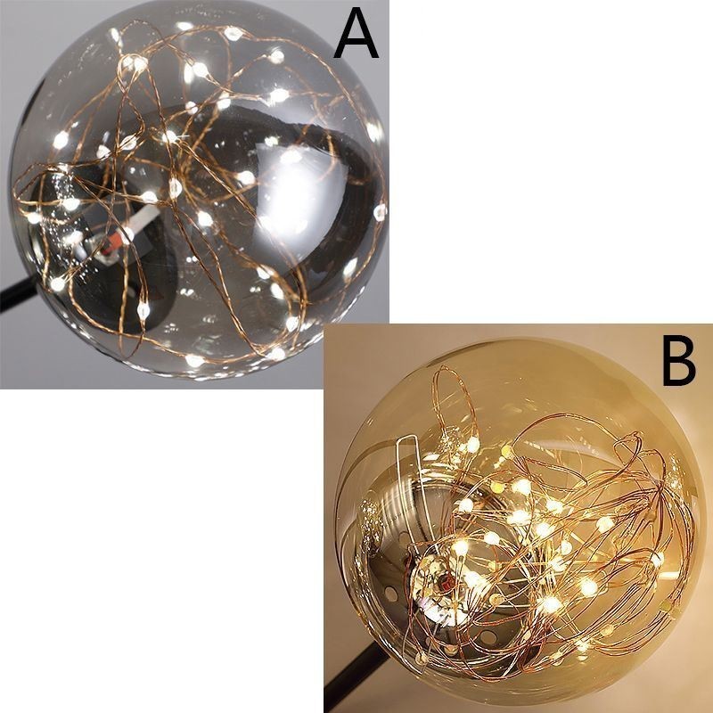 Lámpara colgante de estilo nórdico con forma de frijol mágico, bola de cristal y gypsophila.