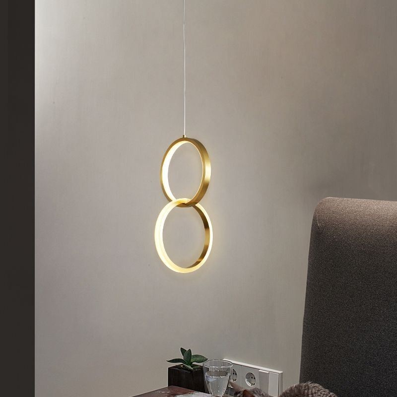 Lámpara colgante con anillos de latón, accesorio de iluminación decorativo