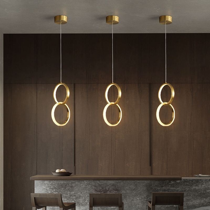 Lámpara colgante con anillos de latón, accesorio de iluminación decorativo