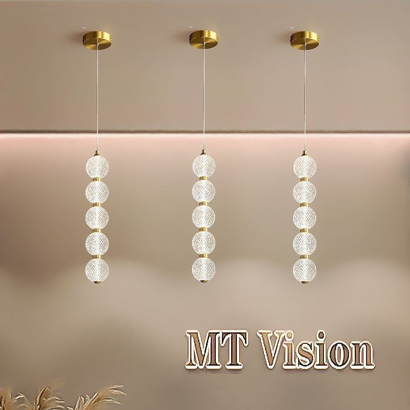 Lámpara colgante de acrílico con cuentas, iluminación decorativa
