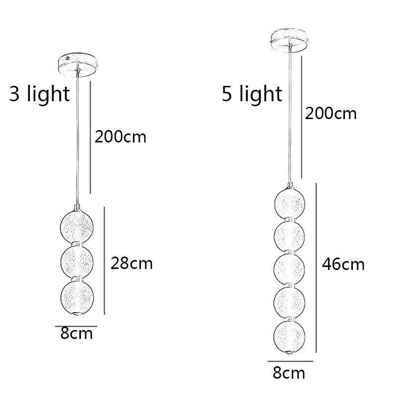 Lámpara colgante de acrílico con cuentas, iluminación decorativa