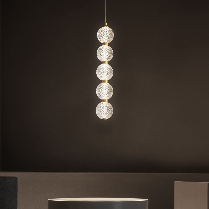 Lámpara colgante de acrílico con cuentas, iluminación decorativa