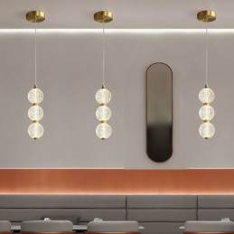 Lámpara colgante de acrílico con cuentas, iluminación decorativa