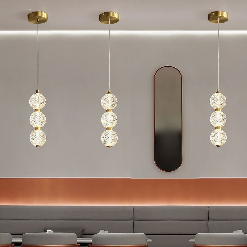 Lámpara colgante de acrílico con cuentas, iluminación decorativa