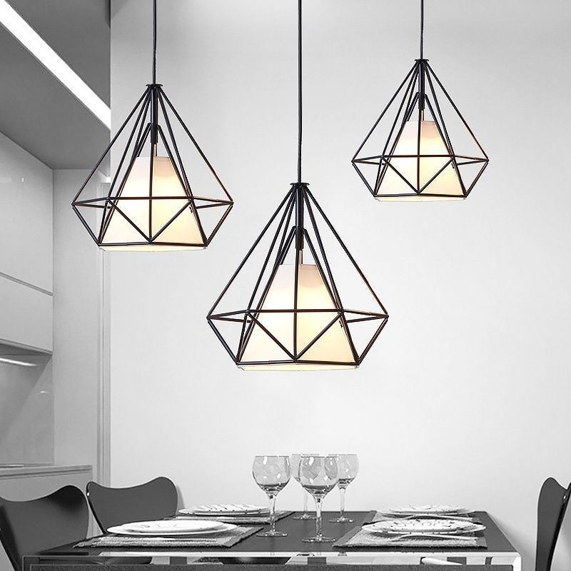 Lámpara colgante con forma de diamante, moderna y minimalista, decorativa.