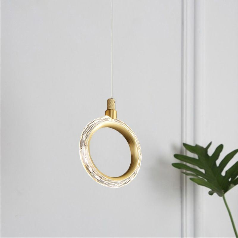 Lámpara colgante de acrílico con forma de anillo y foco