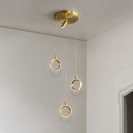 Lámpara colgante de acrílico con forma de anillo y foco