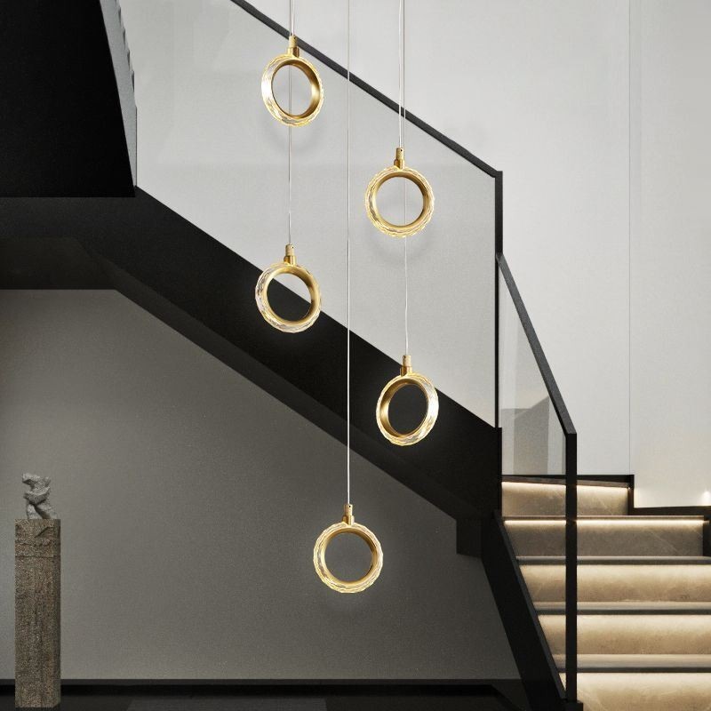 Lámpara colgante de acrílico con forma de anillo y foco