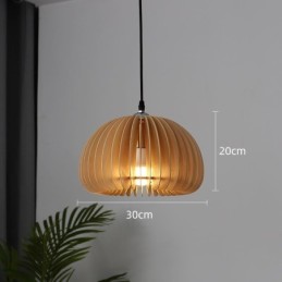 Lámpara colgante de estilo retro con forma de calabaza de madera de tilo