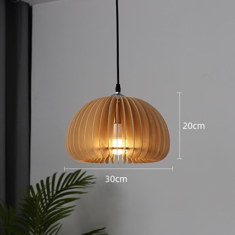 Lámpara colgante de estilo retro con forma de calabaza de madera de tilo