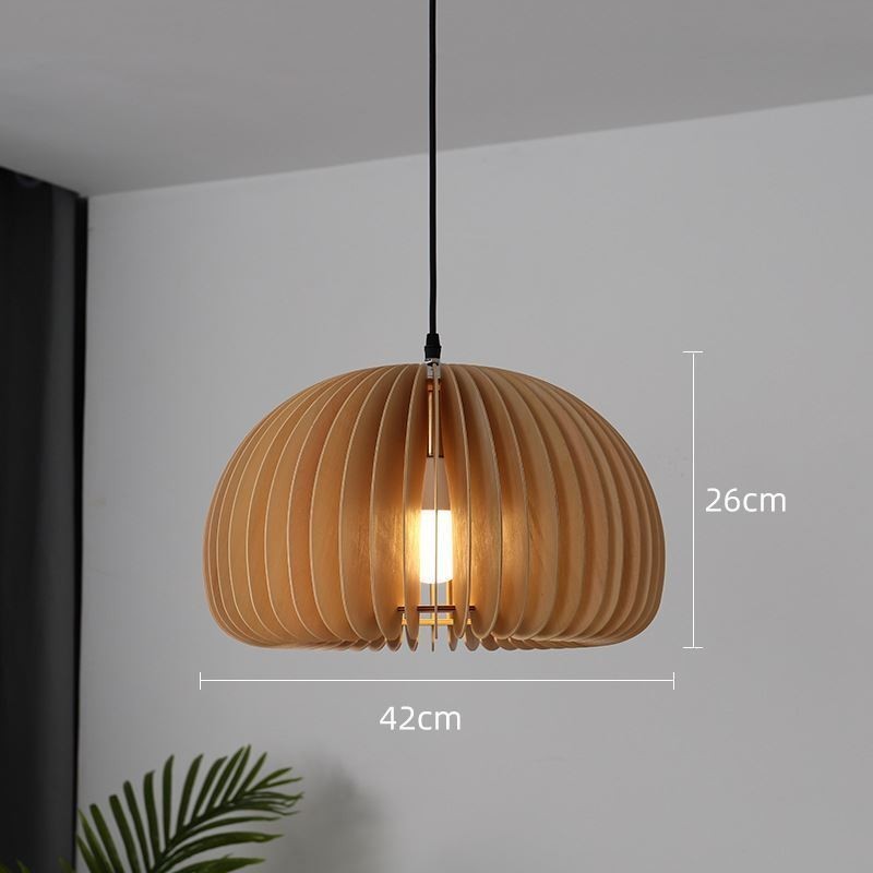 Lámpara colgante de estilo retro con forma de calabaza de madera de tilo