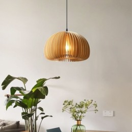 Lámpara colgante de estilo retro con forma de calabaza de madera de tilo