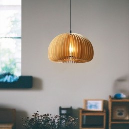 Lámpara colgante de estilo retro con forma de calabaza de madera de tilo