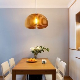 Lámpara colgante de estilo retro con forma de calabaza de madera de tilo