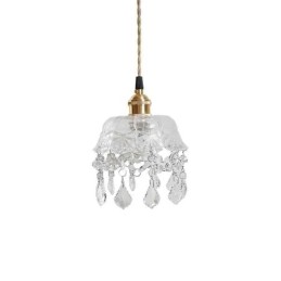 Lámpara colgante de cristal elegante, mini lámpara colgante de un solo cabezal