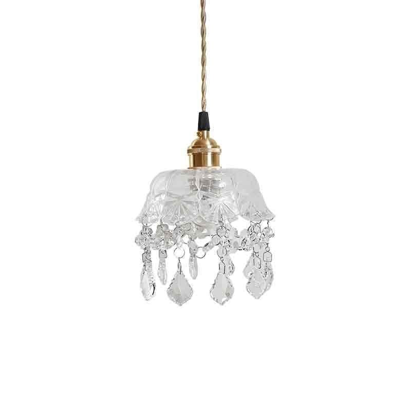 Lámpara colgante de cristal elegante, mini lámpara colgante de un solo cabezal