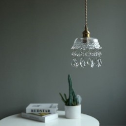 Lámpara colgante de cristal elegante, mini lámpara colgante de un solo cabezal
