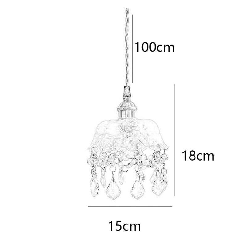 Lámpara colgante de cristal elegante, mini lámpara colgante de un solo cabezal